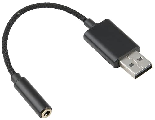 EuAcesry USB A auf 3.5mm Klinke Aux Adapter, USB Stereo Audio Adapter Kabel Externe Soundkarte, für Headset, Lautsprecher, Mikrofon, Laptop, PC - Schwarz (Hinweis: Nicht für TV) von EuAcesry