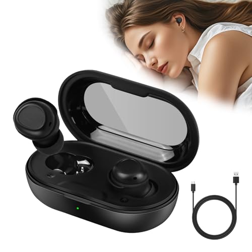 Euakee Schlaf Kopfhörer, Bluetooth Kopfhörer 5.4, Noise Cancelling Kopfhoerer in Ear, Sleepbuds Schlafkopfhörer Seitenschläfer, Mini In Ear Kopfhörer Bluetooth zum Schlafen (Schwarz) von Euakee