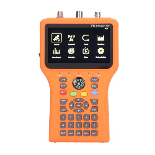 4,3-Zoll-LCD-Bildschirm Satellitenschüssel-Signalfinder V8 FINDER PRO FTA DVB S2 S2X Signalmessgerät mit Kompassfunktion (EU-Stecker) von Eujgoov