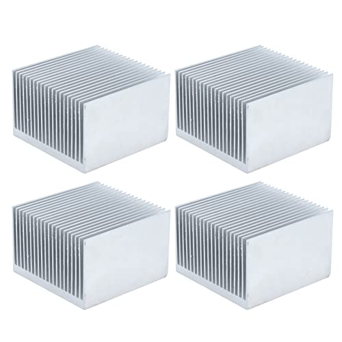 4 Stück Aluminium Kühlrippen Kühlkörper Kühler für LED Elektronik CPU Modul, 60 x 60 x 39 mm (Ohne Kleber) von Eujgoov