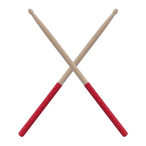 5A Drumstick Set Anti Slip Drum Sticks, Ahornholz mit Dreieckige Spitze für Drum -Set -Zubehör, Geeignet für Percussion Instrument Accessoires (Rot) von Eujgoov