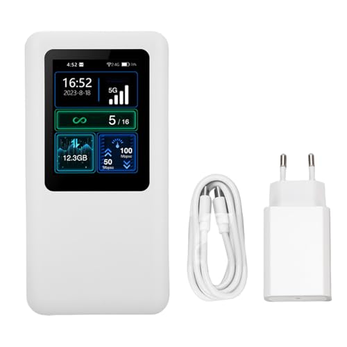 5G Dual Band WiFi 6 Travel Router mit SIM -Slot 1,8 "Smart Display Tragbarer Hotspot für Remote Work Caravan Streaming Mobiles Internet (EU-Stecker) von Eujgoov