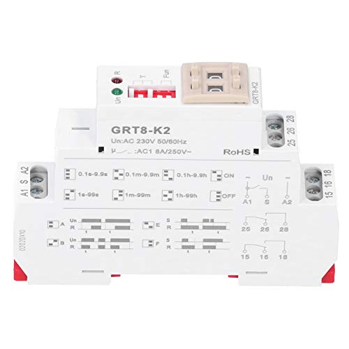 Eujgoov GRT8-K2 Zeitrelais, 0,1s -99h DIN Schienen Timer Zeitschaltuhr Multifunktions Ausschalter mit LED Betriebsanzeige von Eujgoov