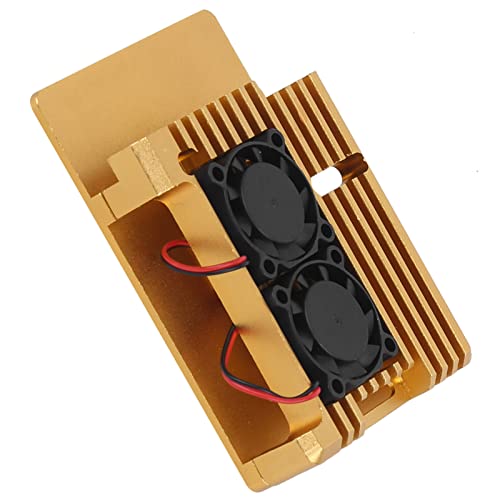 Eujgoov Gehäusegehäuse aus Aluminiumlegierung, Panzergehäuse für Raspberry, Gehäuse für, Schutzhülle mit Doppeltem Lüfter für 3-Modell von Eujgoov