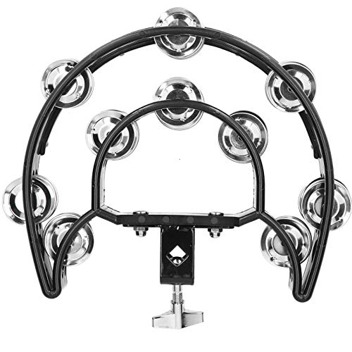 Eujgoov Tamburin für Schlagzeug, Hi Hat Tamburin Drum Set Tambourine Half Moon EZ Grip Tambourine 20 Jingles von Eujgoov