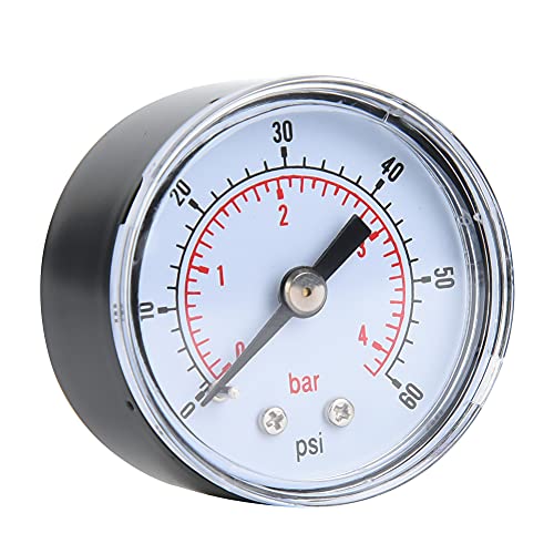 Mechanisches Manometer, Manometro + Acqua Manometer Wasser für Luft, Öl, Wasser, 1/8 Zoll Bspt-Rückanschluss (0–60 psi, 0–4 bar) von Eujgoov