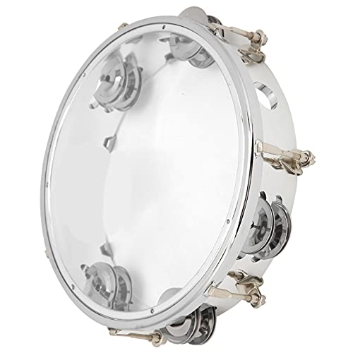 Tambourin Doppelreihe Metallglocken, 8 -Zoll -Hand -Tamburin mit Verdickterer Trommelhöhle, Abstimmbar, ABS + Metallmaterial, für Anfänger, Kultivieren des Rhythmus (Transparent) von Eujgoov