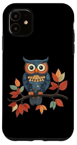 Eule auf Zweig mit Blätter auf Baum Eulen mit großen Augen Hülle für iPhone 11 Eule auf Zweig mit Blätter auf Baum Eulen mit großen Augen Hülle für iPhone 11 von Eulen Designs für Frühling und Herbst