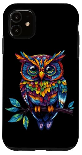 Eule auf Zweig mit Blätter auf Baum Eulen mit großen Augen Hülle für iPhone 11 Eule auf Zweig mit Blätter auf Baum Eulen mit großen Augen Hülle für iPhone 11 von Eulen Designs für Frühling und Herbst