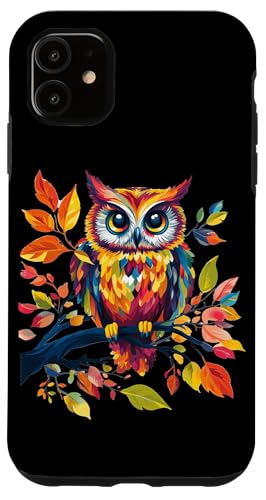 Eule auf Zweig mit Blätter auf Baum Eulen mit großen Augen Hülle für iPhone 11 Eule auf Zweig mit Blätter auf Baum Eulen mit großen Augen Hülle für iPhone 11 von Eulen Designs für Frühling und Herbst