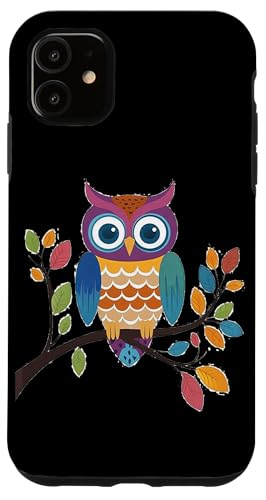 Eule auf Zweig mit Blätter auf Baum Eulen mit großen Augen Hülle für iPhone 11 Eule auf Zweig mit Blätter auf Baum Eulen mit großen Augen Hülle für iPhone 11 von Eulen Designs für Frühling und Herbst
