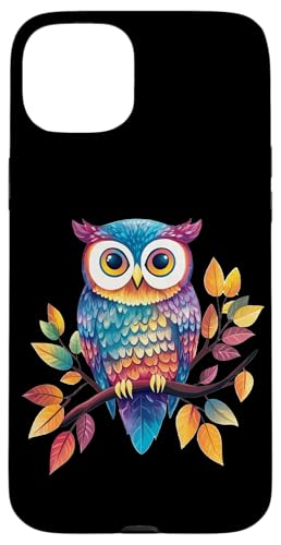 Eule auf Zweig mit Blätter auf Baum Eulen mit großen Augen Hülle für iPhone 15 Plus Eule auf Zweig mit Blätter auf Baum Eulen mit großen Augen Hülle für iPhone 15 Plus von Eulen Designs für Frühling und Herbst