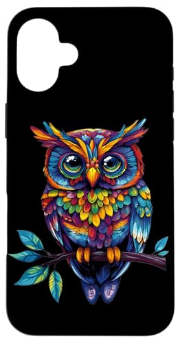 Eule auf Zweig mit Blätter auf Baum Eulen mit großen Augen Hülle für iPhone 16 Plus Eule auf Zweig mit Blätter auf Baum Eulen mit großen Augen Hülle für iPhone 16 Plus von Eulen Designs für Frühling und Herbst