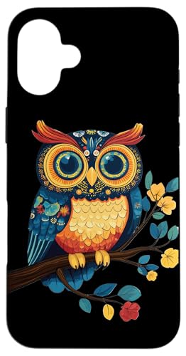 Eule auf Zweig mit Blätter auf Baum Eulen mit großen Augen Hülle für iPhone 16 Plus Eule auf Zweig mit Blätter auf Baum Eulen mit großen Augen Hülle für iPhone 16 Plus von Eulen Designs für Frühling und Herbst
