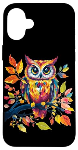 Eule auf Zweig mit Blätter auf Baum Eulen mit großen Augen Hülle für iPhone 16 Plus Eule auf Zweig mit Blätter auf Baum Eulen mit großen Augen Hülle für iPhone 16 Plus von Eulen Designs für Frühling und Herbst