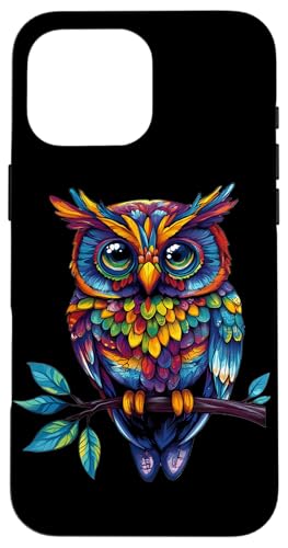 Eule auf Zweig mit Blätter auf Baum Eulen mit großen Augen Hülle für iPhone 16 Pro Max Eule auf Zweig mit Blätter auf Baum Eulen mit großen Augen Hülle für iPhone 16 Pro Max von Eulen Designs für Frühling und Herbst