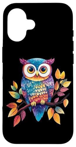 Eule auf Zweig mit Blätter auf Baum Eulen mit großen Augen Hülle für iPhone 16 Eule auf Zweig mit Blätter auf Baum Eulen mit großen Augen Hülle für iPhone 16 von Eulen Designs für Frühling und Herbst