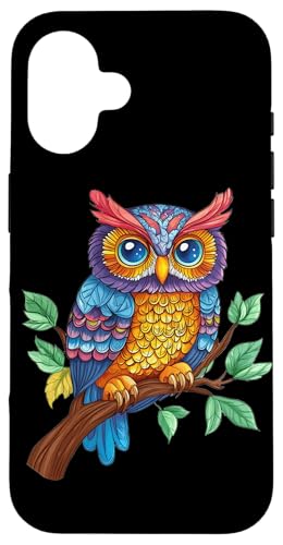 Eule auf Zweig mit Blätter auf Baum Eulen mit großen Augen Hülle für iPhone 16 Eule auf Zweig mit Blätter auf Baum Eulen mit großen Augen Hülle für iPhone 16 von Eulen Designs für Frühling und Herbst