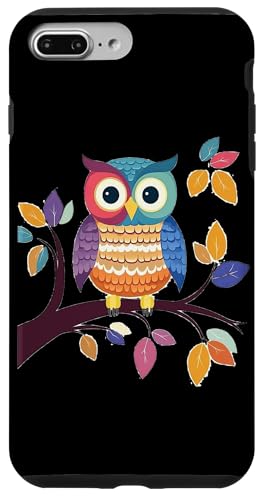 Eule auf Zweig mit Blätter auf Baum Eulen mit großen Augen Hülle für iPhone 7 Plus/8 Plus Eule auf Zweig mit Blätter auf Baum Eulen mit großen Augen Hülle für iPhone 7 Plus/8 Plus von Eulen Designs für Frühling und Herbst