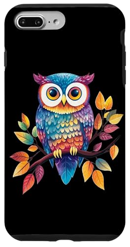 Eule auf Zweig mit Blätter auf Baum Eulen mit großen Augen Hülle für iPhone 7 Plus/8 Plus Eule auf Zweig mit Blätter auf Baum Eulen mit großen Augen Hülle für iPhone 7 Plus/8 Plus von Eulen Designs für Frühling und Herbst