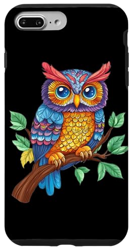 Eule auf Zweig mit Blätter auf Baum Eulen mit großen Augen Hülle für iPhone 7 Plus/8 Plus Eule auf Zweig mit Blätter auf Baum Eulen mit großen Augen Hülle für iPhone 7 Plus/8 Plus von Eulen Designs für Frühling und Herbst