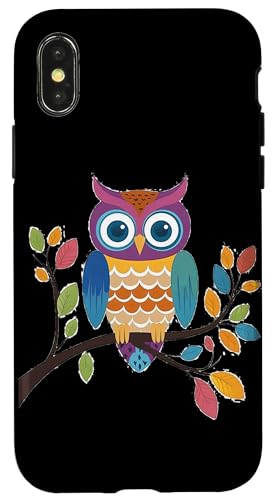 Eule auf Zweig mit Blätter auf Baum Eulen mit großen Augen Hülle für iPhone X/XS Eule auf Zweig mit Blätter auf Baum Eulen mit großen Augen Hülle für iPhone X/XS von Eulen Designs für Frühling und Herbst
