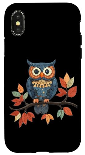 Eule auf Zweig mit Blätter auf Baum Eulen mit großen Augen Hülle für iPhone X/XS Eule auf Zweig mit Blätter auf Baum Eulen mit großen Augen Hülle für iPhone X/XS von Eulen Designs für Frühling und Herbst