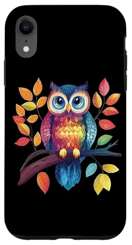 Eule auf Zweig mit Blätter auf Baum Eulen mit großen Augen Hülle für iPhone XR Eule auf Zweig mit Blätter auf Baum Eulen mit großen Augen Hülle für iPhone XR von Eulen Designs für Frühling und Herbst