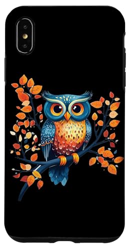 Eule auf Zweig mit Blätter auf Baum Eulen mit großen Augen Hülle für iPhone XS Max von Eulen Designs für Frühling und Herbst