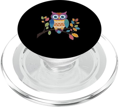 Eule auf Zweig mit Blätter auf Baum Eulen mit großen Augen PopSockets PopGrip für MagSafe Eule auf Zweig mit Blätter auf Baum Eulen mit großen Augen PopSockets PopGrip für MagSafe von Eulen Designs für Frühling und Herbst