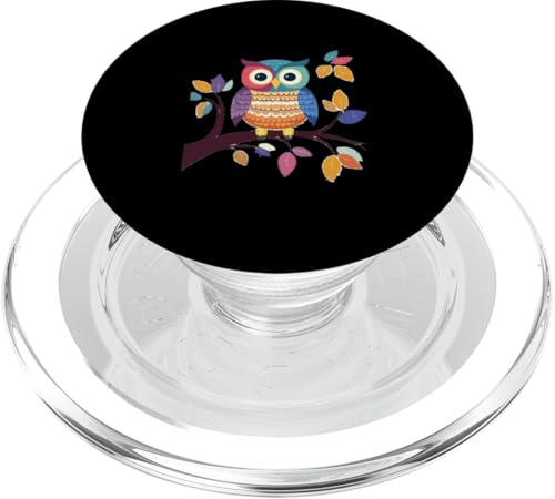 Eule auf Zweig mit Blätter auf Baum Eulen mit großen Augen PopSockets PopGrip für MagSafe Eule auf Zweig mit Blätter auf Baum Eulen mit großen Augen PopSockets PopGrip für MagSafe von Eulen Designs für Frühling und Herbst