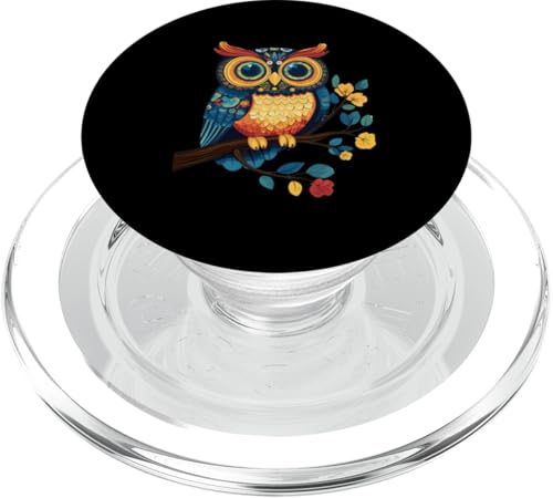 Eule auf Zweig mit Blätter auf Baum Eulen mit großen Augen PopSockets PopGrip für MagSafe Eule auf Zweig mit Blätter auf Baum Eulen mit großen Augen PopSockets PopGrip für MagSafe von Eulen Designs für Frühling und Herbst