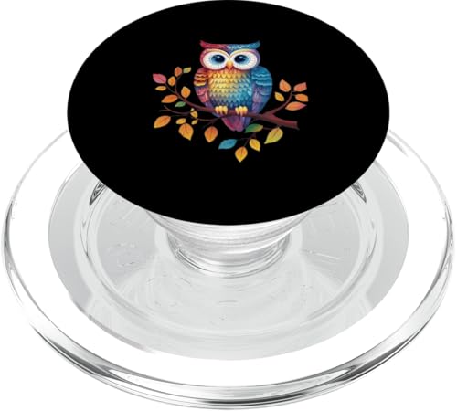 Eule auf Zweig mit Blätter auf Baum Eulen mit großen Augen PopSockets PopGrip für MagSafe Eule auf Zweig mit Blätter auf Baum Eulen mit großen Augen PopSockets PopGrip für MagSafe von Eulen Designs für Frühling und Herbst