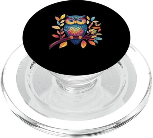 Eule auf Zweig mit Blätter auf Baum Eulen mit großen Augen PopSockets PopGrip für MagSafe Eule auf Zweig mit Blätter auf Baum Eulen mit großen Augen PopSockets PopGrip für MagSafe von Eulen Designs für Frühling und Herbst