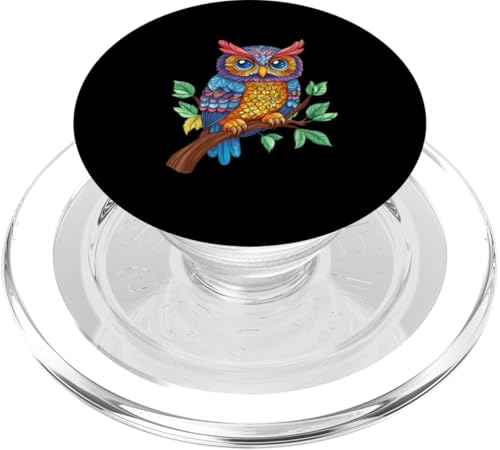 Eule auf Zweig mit Blätter auf Baum Eulen mit großen Augen PopSockets PopGrip für MagSafe Eule auf Zweig mit Blätter auf Baum Eulen mit großen Augen PopSockets PopGrip für MagSafe von Eulen Designs für Frühling und Herbst