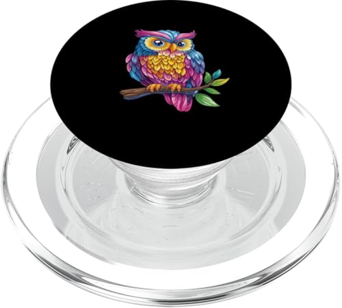 Eule auf Zweig mit Blätter auf Baum Eulen mit großen Augen PopSockets PopGrip für MagSafe Eule auf Zweig mit Blätter auf Baum Eulen mit großen Augen PopSockets PopGrip für MagSafe von Eulen Designs für Frühling und Herbst