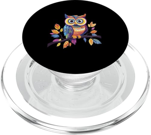 Eule auf Zweig mit Blätter auf Baum Eulen mit großen Augen PopSockets PopGrip für MagSafe Eule auf Zweig mit Blätter auf Baum Eulen mit großen Augen PopSockets PopGrip für MagSafe von Eulen Designs für Frühling und Herbst