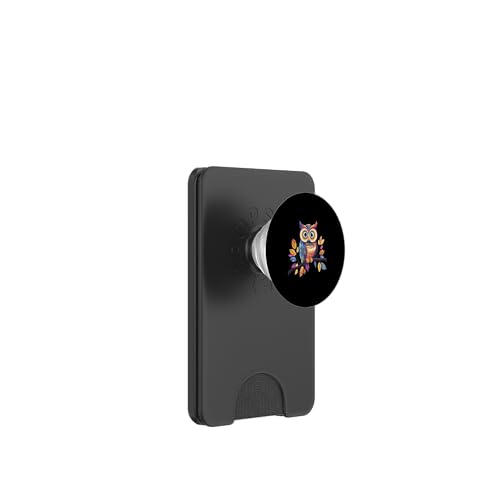 Eule auf Zweig mit Blätter auf Baum Eulen mit großen Augen PopSockets PopWallet für MagSafe Eule auf Zweig mit Blätter auf Baum Eulen mit großen Augen PopSockets PopWallet für MagSafe von Eulen Designs für Frühling und Herbst