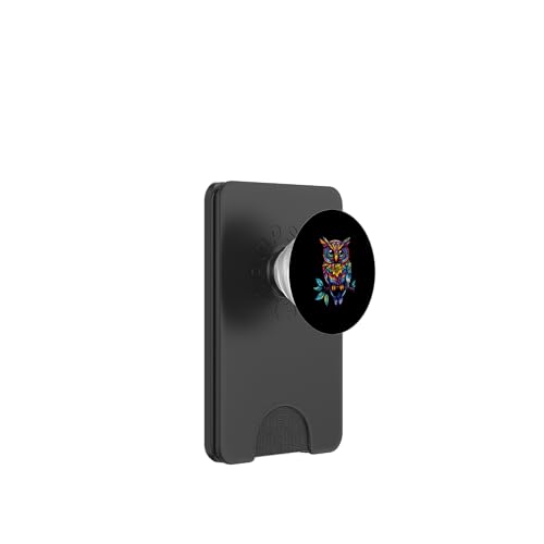 Eule auf Zweig mit Blätter auf Baum Eulen mit großen Augen PopSockets PopWallet für MagSafe Eule auf Zweig mit Blätter auf Baum Eulen mit großen Augen PopSockets PopWallet für MagSafe von Eulen Designs für Frühling und Herbst
