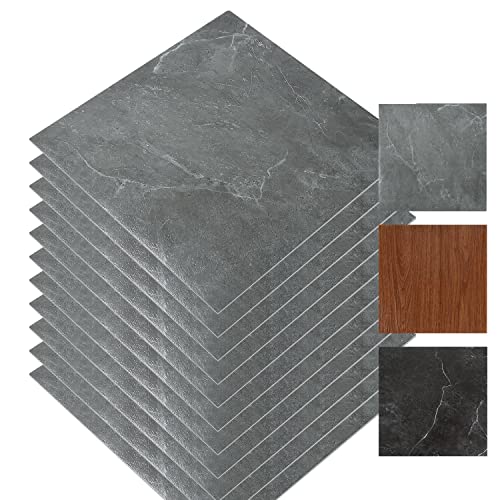 Eulenke PVC Bodenbelag Selbstklebende Bodenfolie Selbstklebend Bodenfliese Aufkleber Badezimmerfliese Bodenfliesen Vinyl 30x30cm Grauer Marmor 0.99m²/11 Fliese(11X) von Eulenke