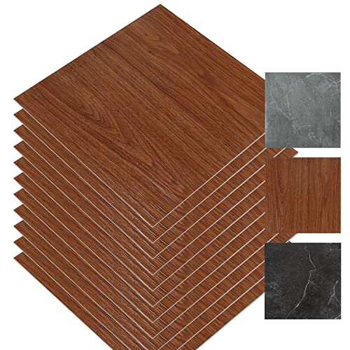 Eulenke PVC Bodenbelag Selbstklebende Bodenfolie Selbstklebend Bodenfliese Aufkleber Badezimmerfliese Bodenfliesen Vinyl 30x30cm Holz Farbe 1.98m²/22 Fliese(22X) von Eulenke
