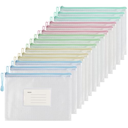 15 Stück Dokumententasche mit Reißverschluss A5, Morandi Bunte Document Taschen, Mesh Kunststoff Reißverschlusstasche für Dokumente, Quittung, Papier, Schule, Zuhause, Kosmetik, Reise (5 Farben) 15 Stück Dokumententasche mit Reißverschluss A5, Morandi Bunte Document Taschen, Mesh Kunststoff Reißverschlusstasche für Dokumente, Quittung, Papier, Schule, Zuhause, Kosmetik, Reise (5 Farben) von Euleryoo