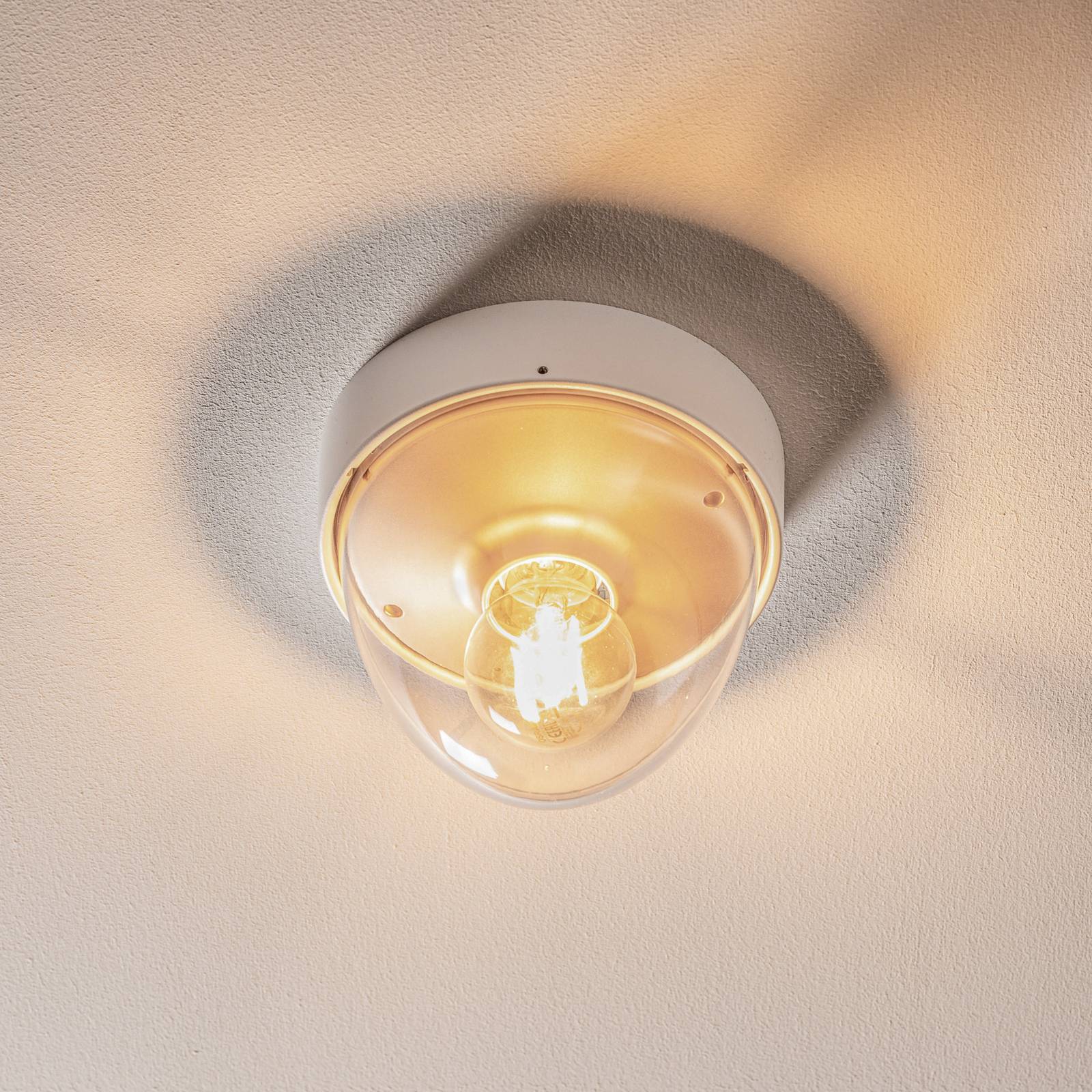 Deckenleuchte Nook mit klarem Schirm, weiß/gold Deckenleuchte Nook mit klarem Schirm, weiß/gold von Nowodvorski Lighting