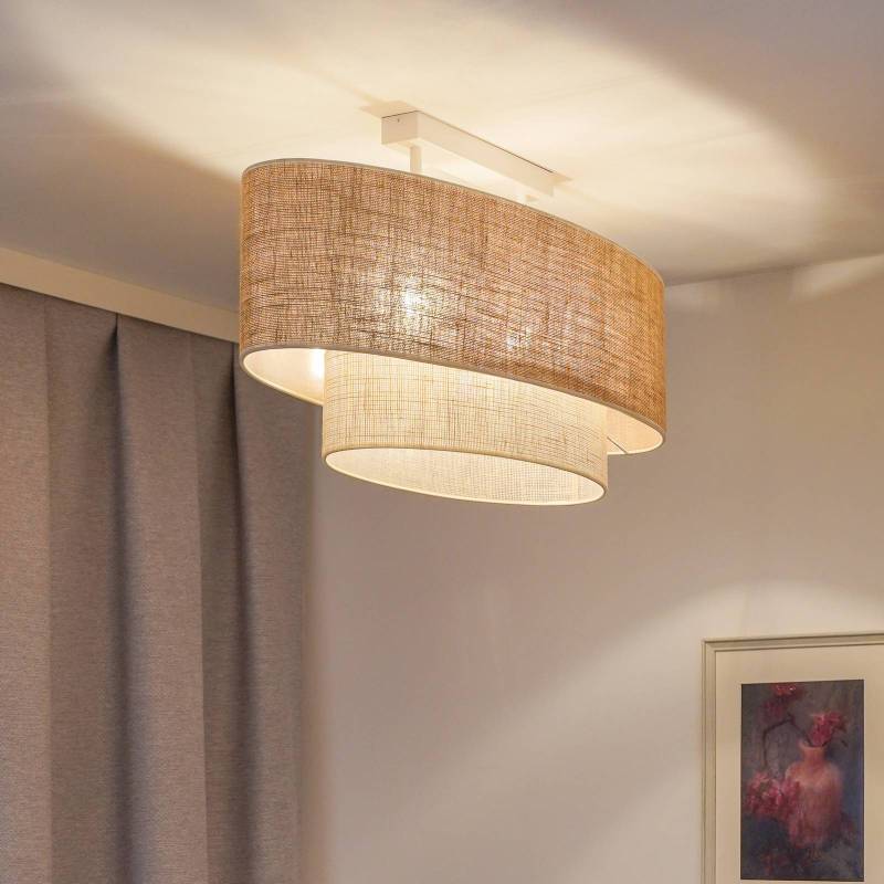 Euluna Deckenleuchte Boho Jute, naturbraun/weiß, Länge 80 cm von Euluna