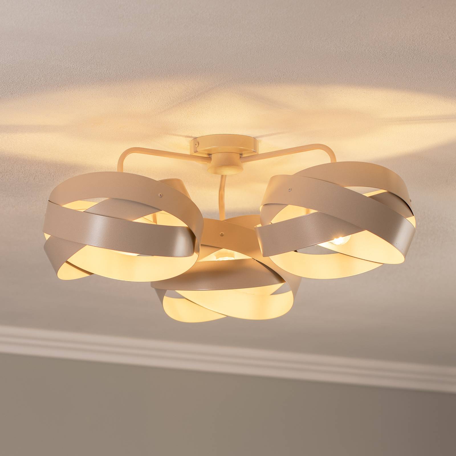 Euluna Deckenleuchte Tornado, beige, 3-flammig von Euluna