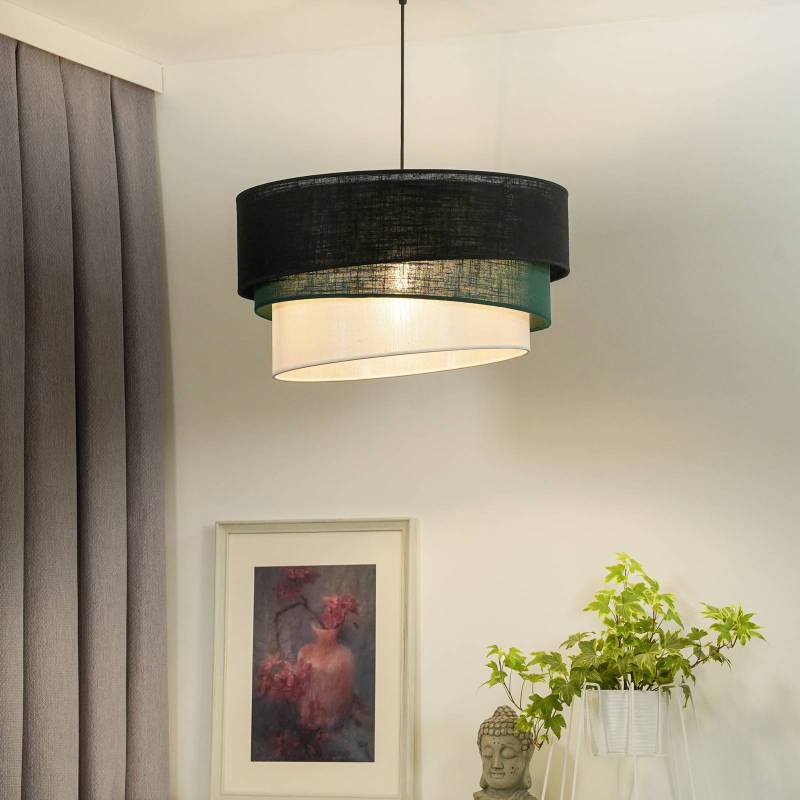 Euluna Hängeleuchte Trio, schwarz/grün/weiß, Textil, Ø 45 cm von Euluna