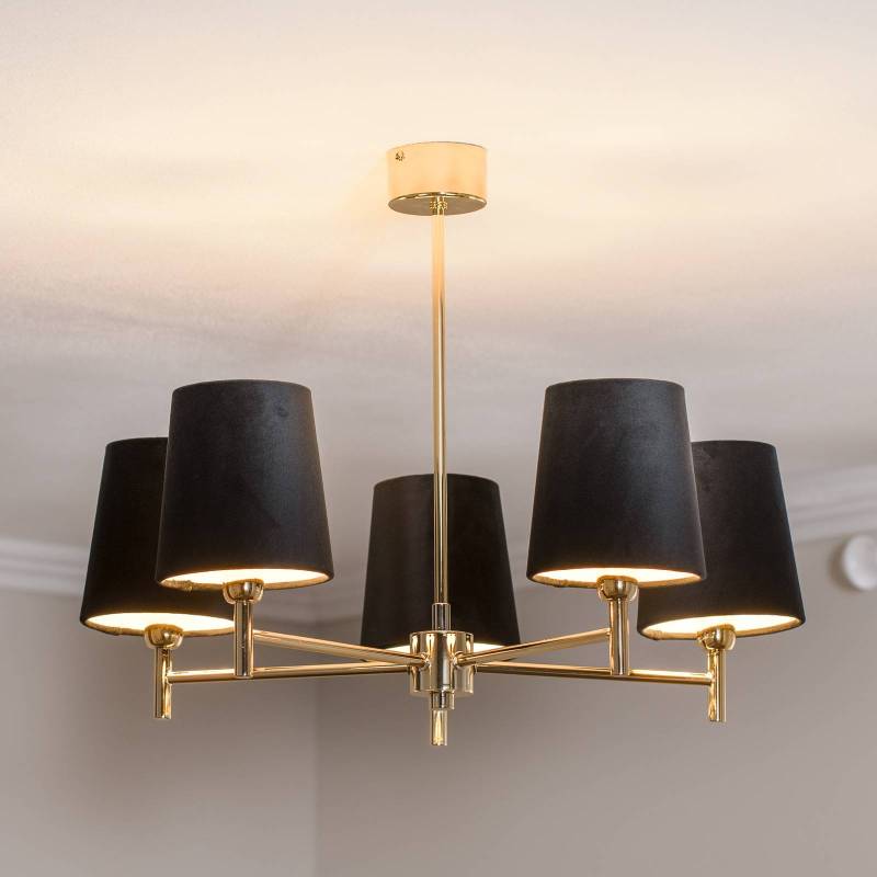 Euluna Kronleuchter Nita, schwarz/gold, 5-flammig von Euluna