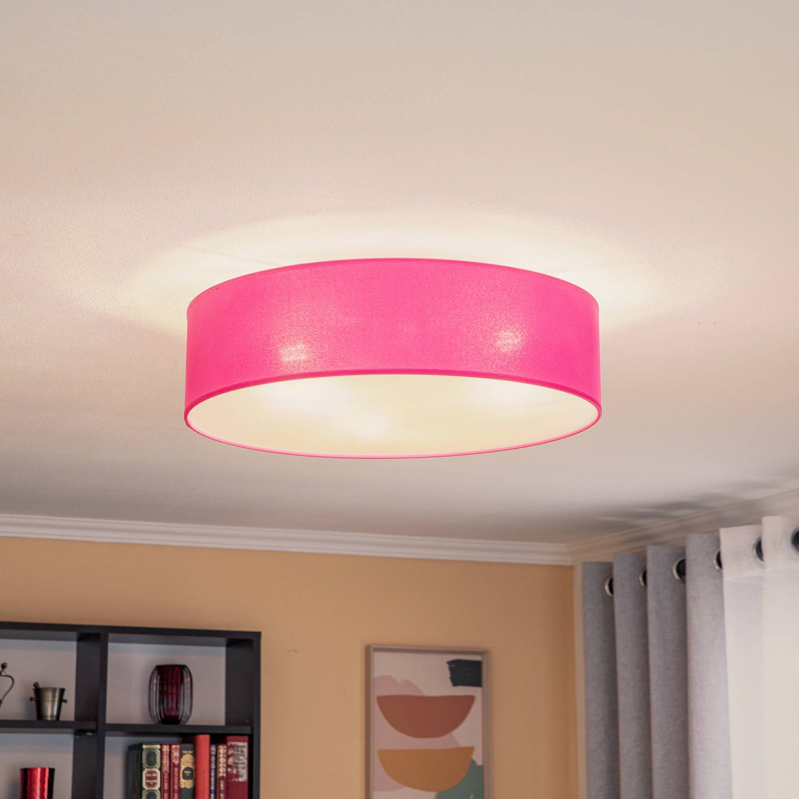 Euluna Roller Decke, Stoffschirm pink, Ø 50 cm Euluna Roller Decke, Stoffschirm pink, Ø 50 cm von Euluna