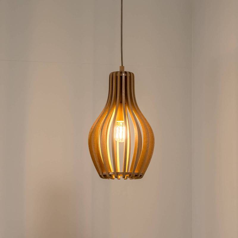 Hängeleuchte Ika IA mit Holzlamellen-Schirm Ø24cm von Nowodvorski Lighting