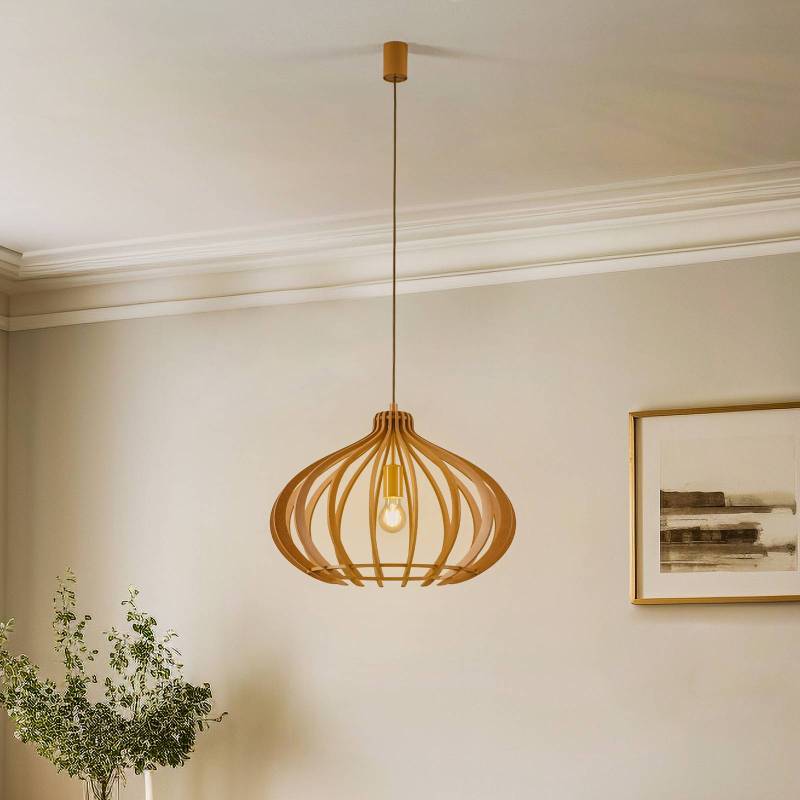 Hängeleuchte Ika ID mit Holzlamellen-Schirm Ø51cm von Nowodvorski Lighting